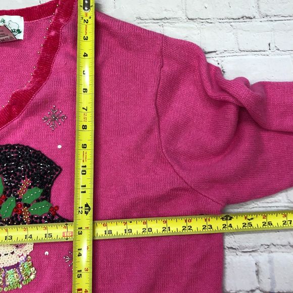 Quacker Factory Women Snowman Beads Embroidered Knit Sweater Size 1X M102 -20 - Picture 4 of 14